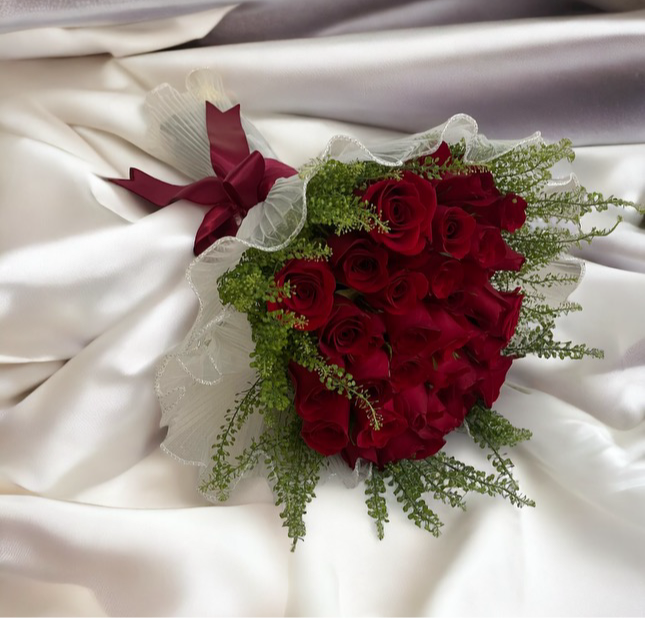 24 Stem Red Roses Bouquet with Greens