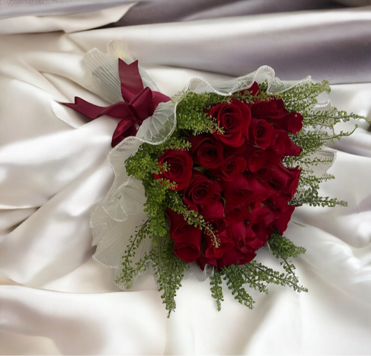 24 Stem Red Roses Bouquet with Greens