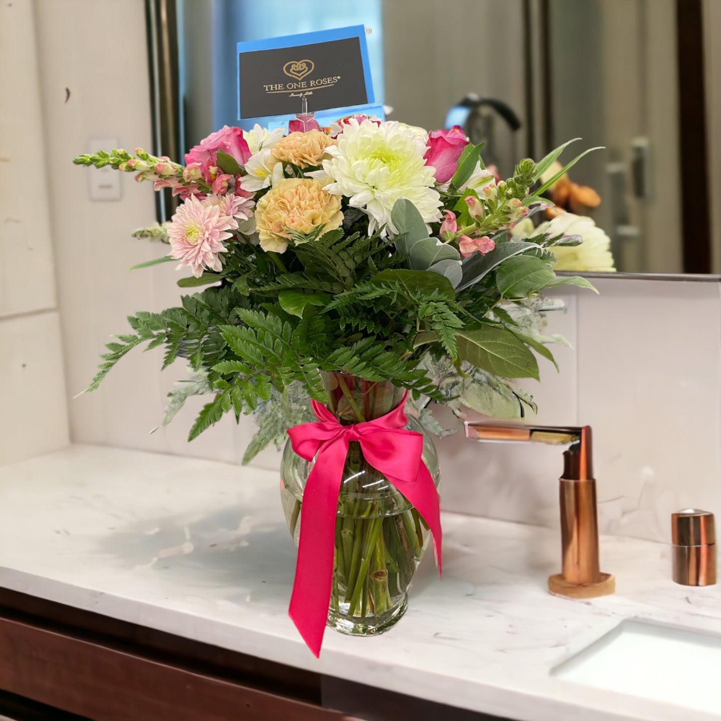 Garden Bouquet with Clear Vase