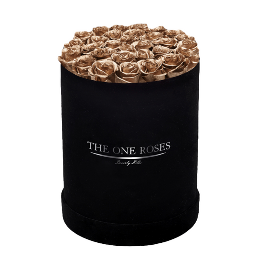 Suede Flat | Premium Black Box with Metallic Gold Roses