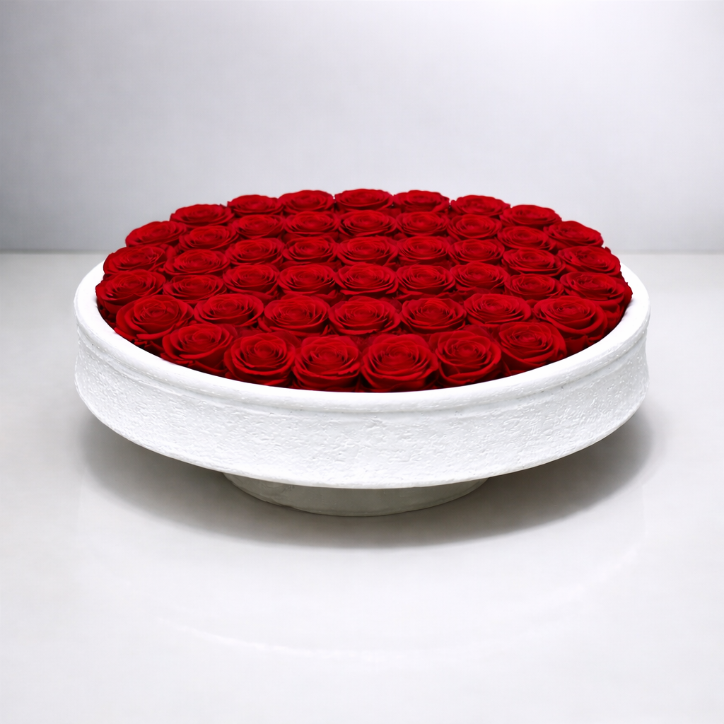 Rustic Ceramic Vase with Eternity Red Roses