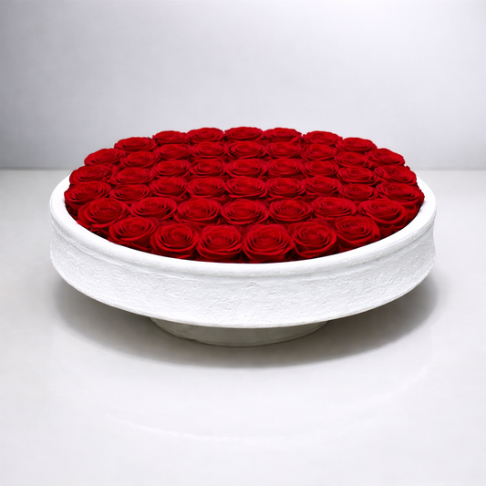 Rustic Ceramic Vase with Eternity Red Roses