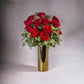 12 Stem Red Roses in a Golden Vase