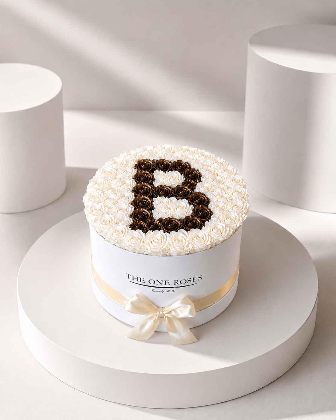 Customized Letter | White Premium Box with White/Gold Roses