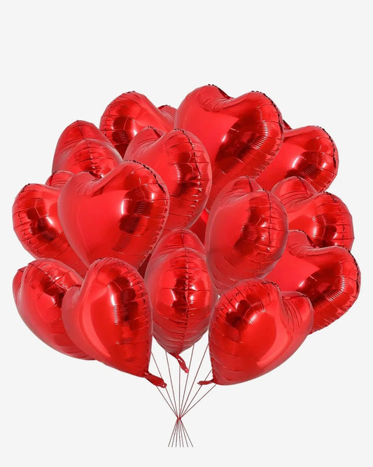 Red Heart-Shaped Foil Balloons