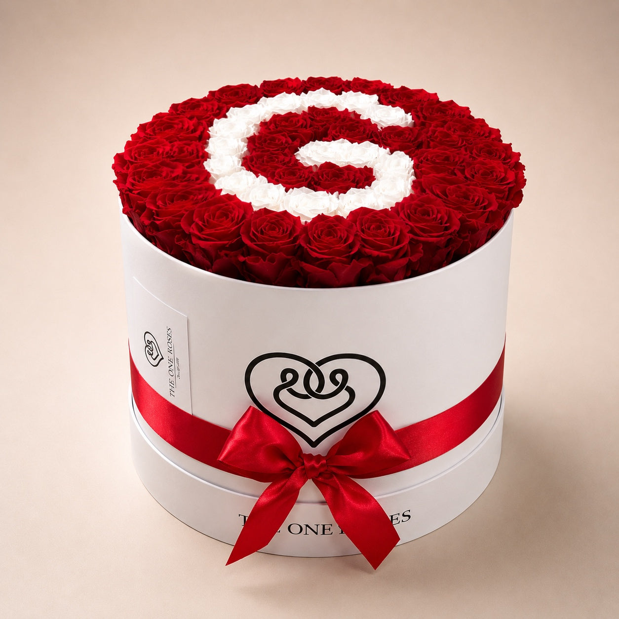 Customized Letter | White Classic Box with Red/White Roses