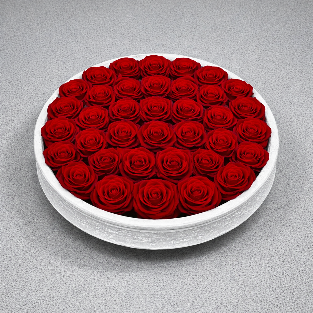Rustic Ceramic Vase with Eternity Red Roses