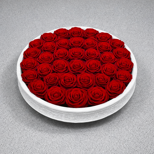 Rustic Ceramic Vase with Eternity Red Roses
