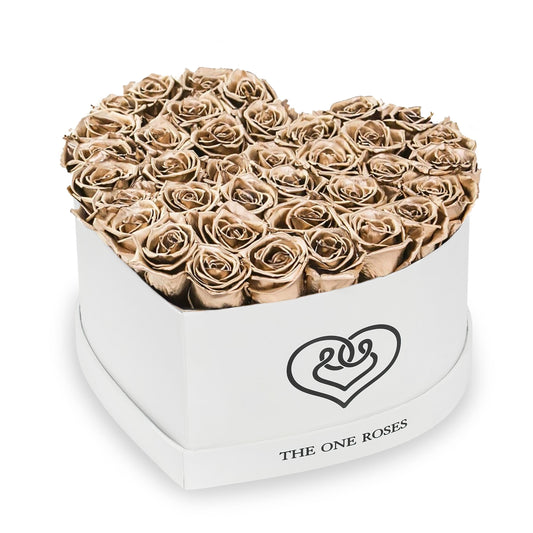 Metallic Gold Roses | White "Love" Logo Box