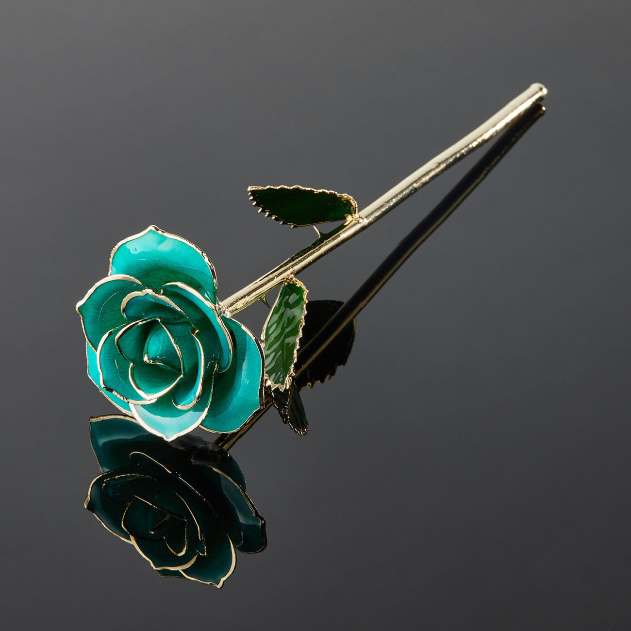 24k Gold Dipped Rose - Teal Rhapsody