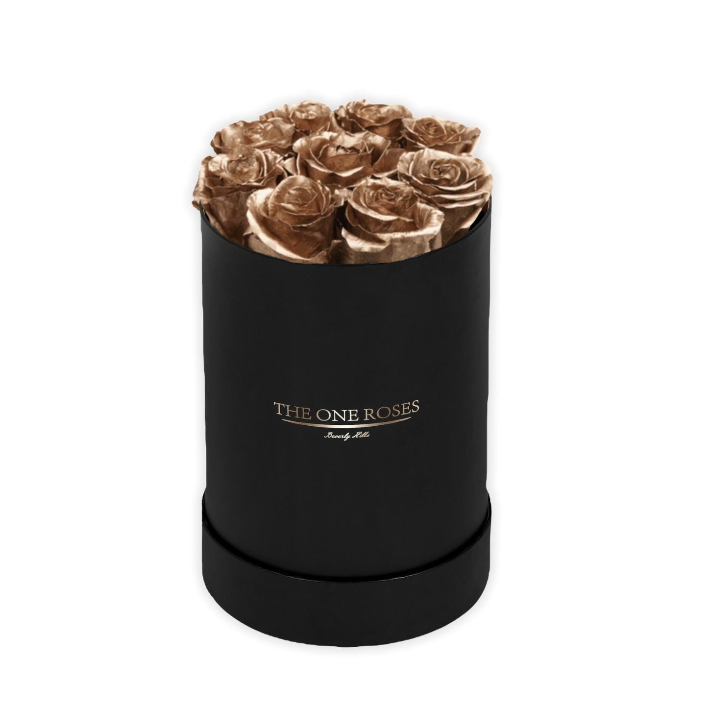 Round Flat | Basic Black Box with Metallic Gold Roses